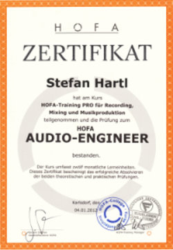 Zertifikat HOFA Audio-Engineer